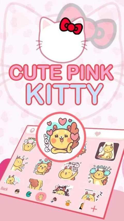 Cute pink Kitty Theme&Emoji Keyboard screenshot 4