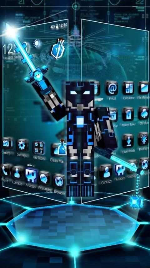 3D Neon Pixel Robot War Theme screenshot 2