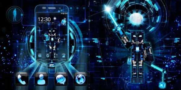 3D Neon Pixel Robot War Theme screenshot 1