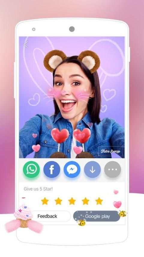 Bear Face Swap Camera-Free Cute Live Stickers скриншот 1