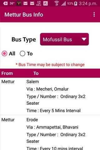 Mettur Bus Info screenshot 5