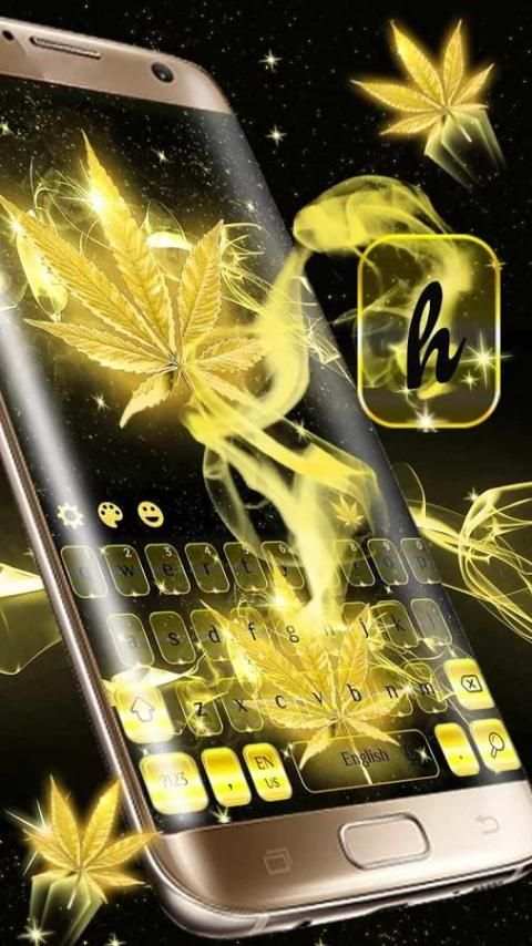 Golden Weed Rasta Shiny Keyboard Theme screenshot 3