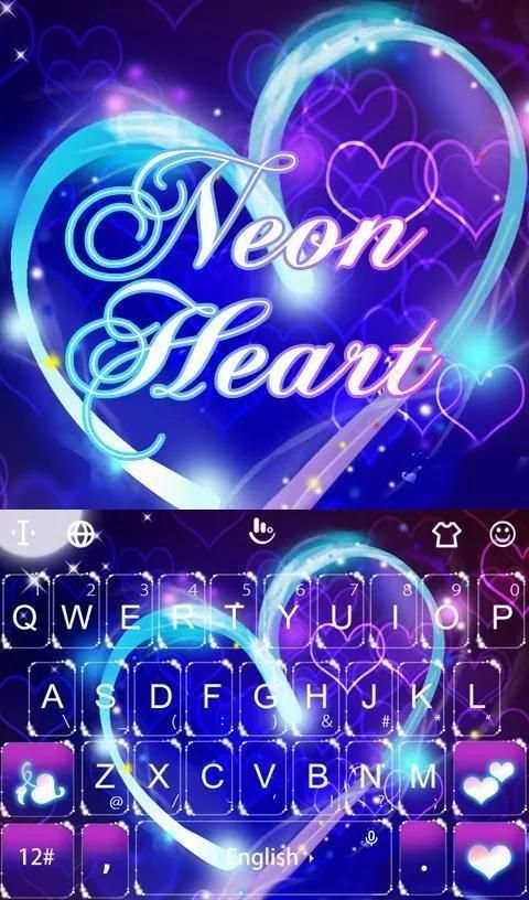 Neon Heart Keyboard Theme screenshot 6