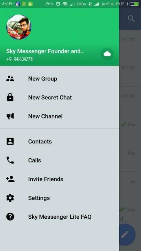 Sky Messenger Lite screenshot 3