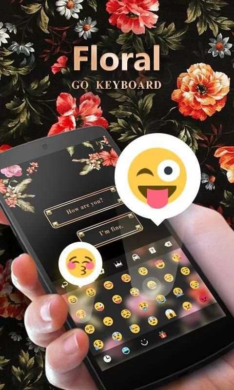 Floral GO Keyboard Theme Emoji screenshot 3