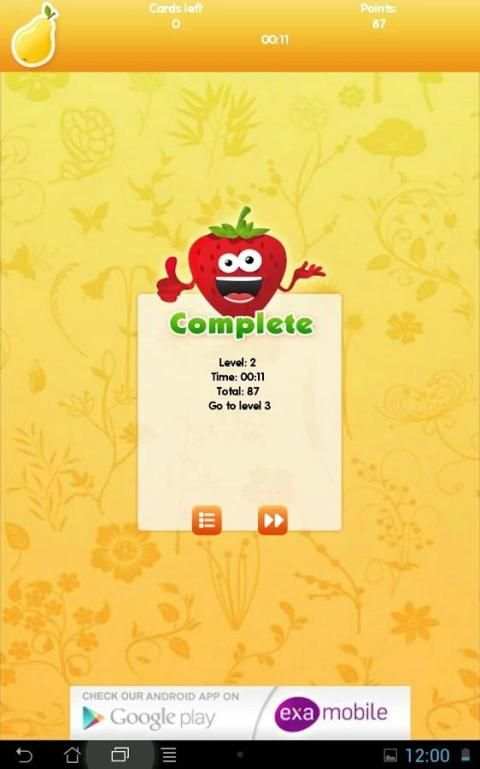 Memo Fruits: ćwicz pamięć screenshot 9