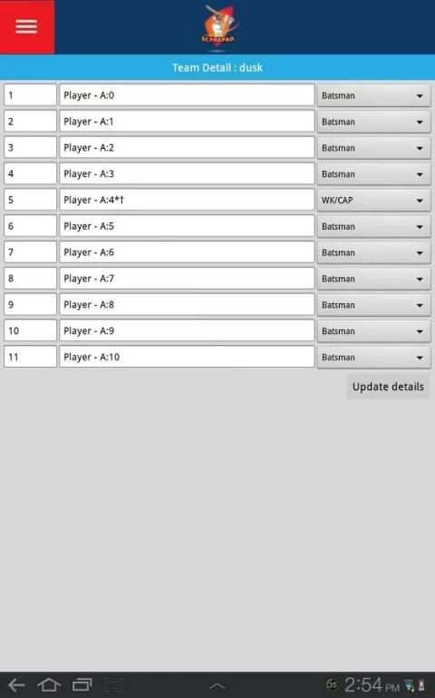 Cricket Score Pad 4 تصوير الشاشة
