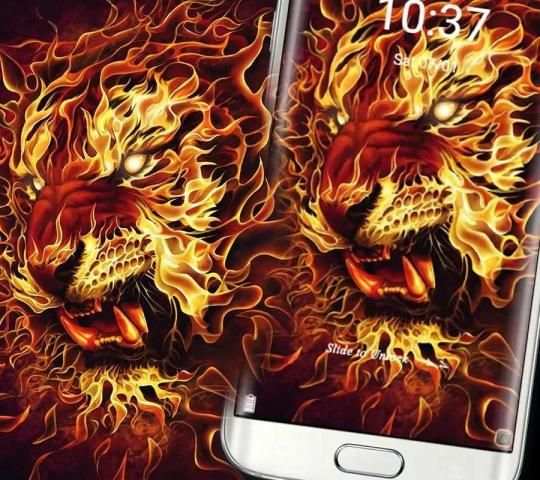 Red Fire Lion Theme 4 تصوير الشاشة