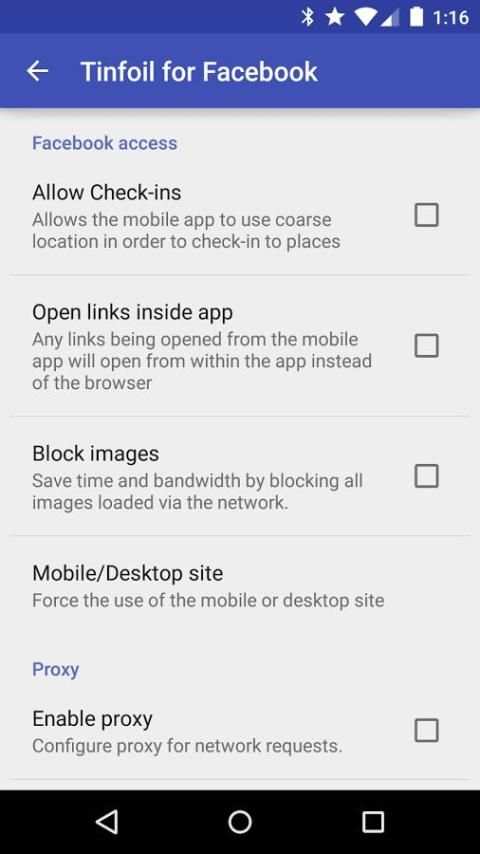 Tinfoil for Facebook screenshot 1