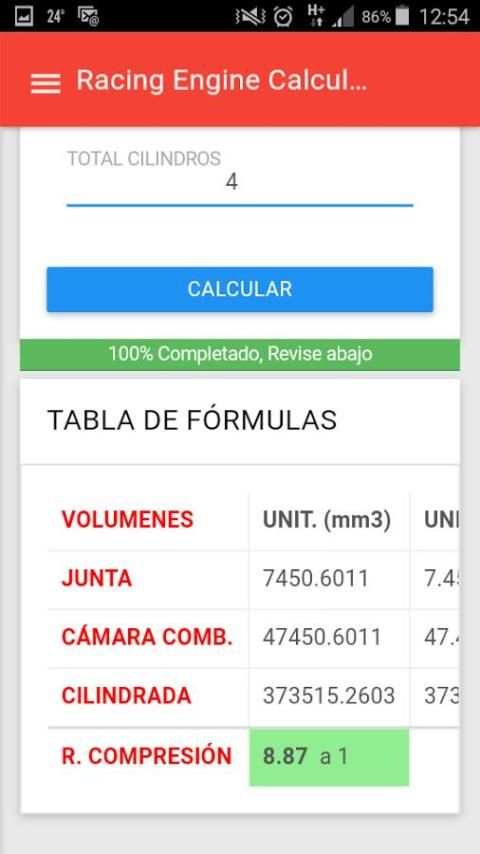 Racing Engine Calculator screenshot 1