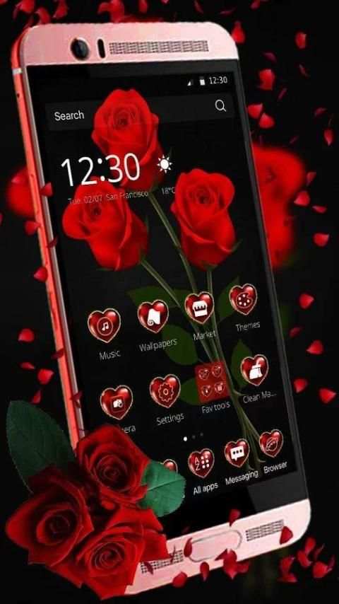 red rose flower keyboard theme screenshot 3
