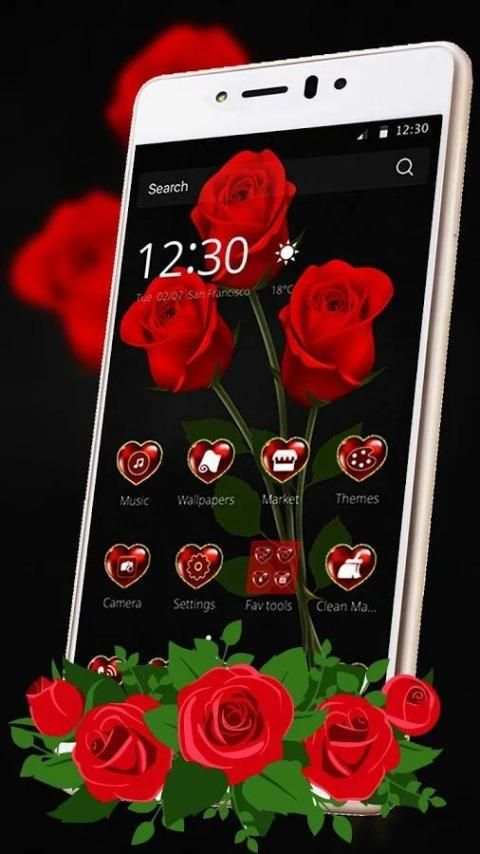 red rose flower keyboard theme screenshot 1