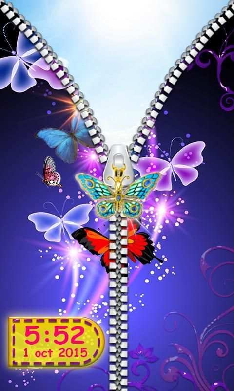 Butterfly Zipper Lock Screen скриншот 3