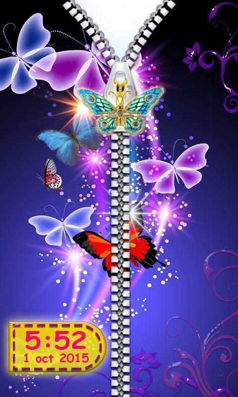 Butterfly Zipper Lock Screen скриншот 4