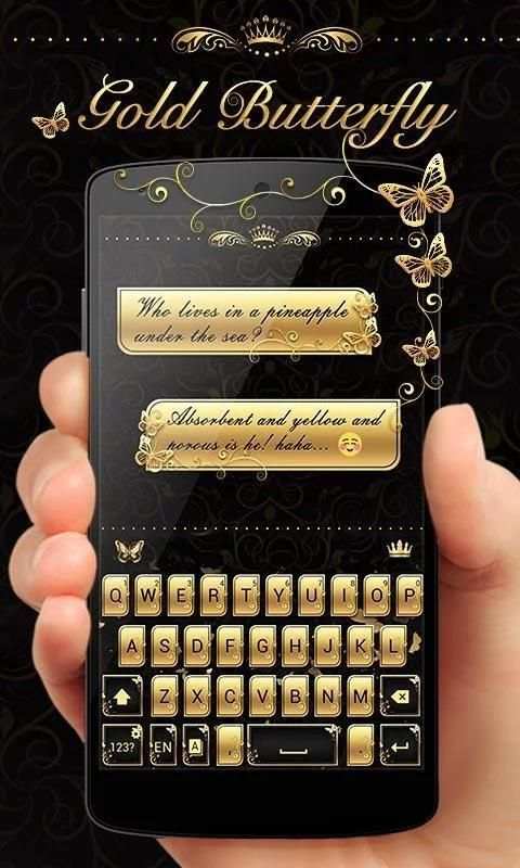 Gold Butterfly Keyboard Theme screenshot 4