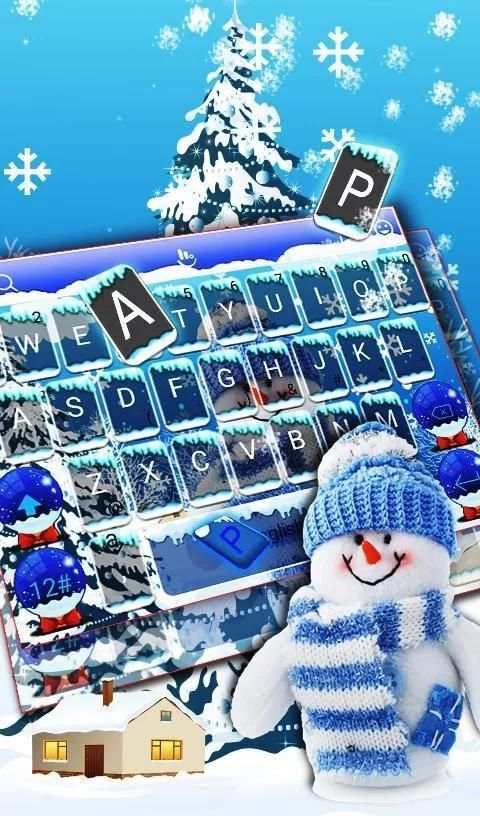 Happy Snow Man Keybaord Theme скриншот 6