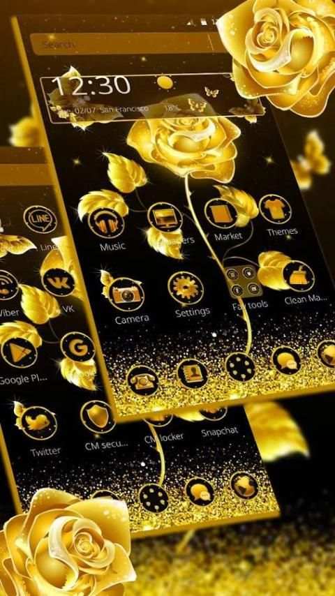 Golden Rose Launcher Theme скриншот 3