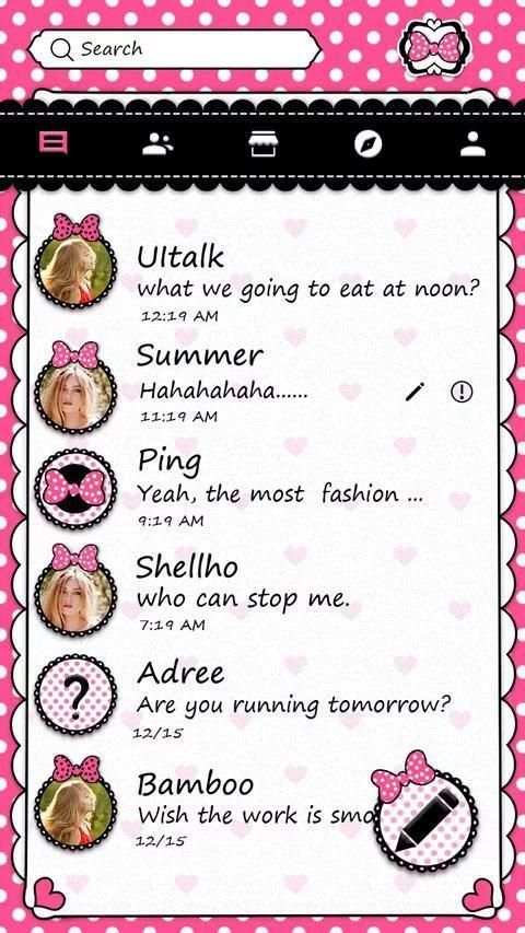 GO SMS PRO DOTTED BOW THEME 4 تصوير الشاشة