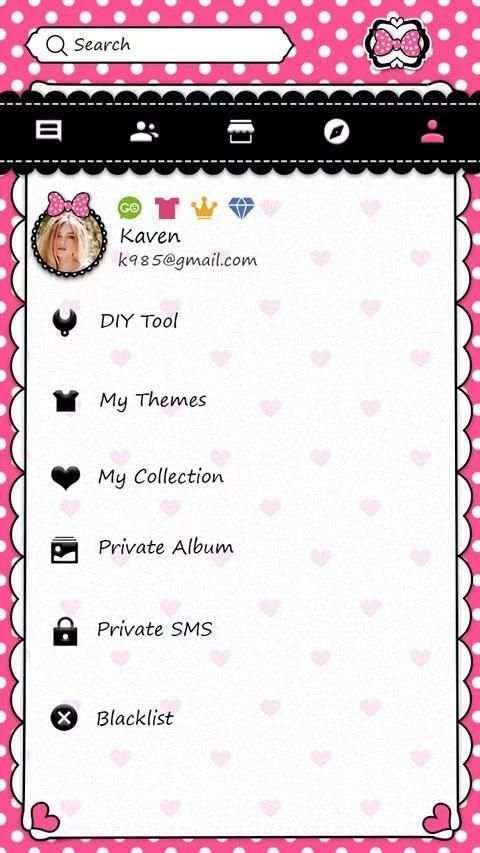 GO SMS PRO DOTTED BOW THEME 1 تصوير الشاشة