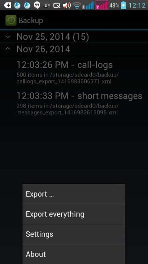 Backup Contact/Sms/Call Logs 7 تصوير الشاشة