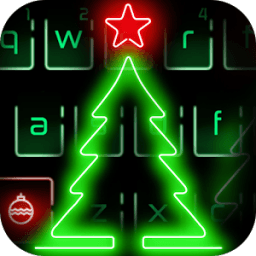 ikon Keyboard Natal Neon Merry