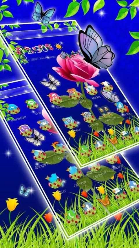 Scarlet Rose Butterfly Theme скриншот 1