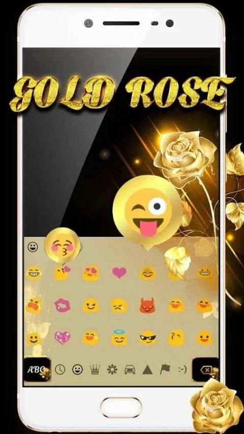 Gold glitter rose keyboard theme screenshot 1