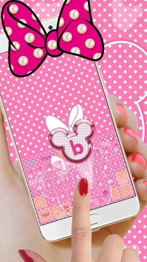 Minny Cute Pink Bowknot Keyboard Theme screenshot 4