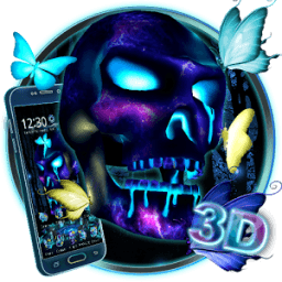 ikon Tema Kupu-kupu 3D Neon Skull