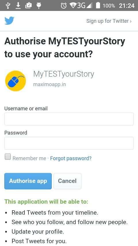 Twitter Authentication स्क्रीनशॉट 6