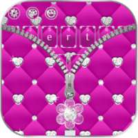 Pink Zipper Girly Diamond Keyboard Theme on 9Apps