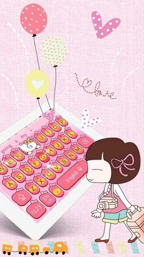 Pink Minny Cute Bowknot kitty Keyboard Theme 3 تصوير الشاشة