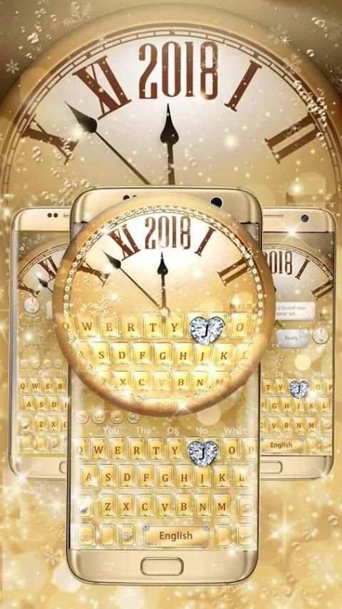 2018 Gold Diamond Clock Keyboard Theme screenshot 4