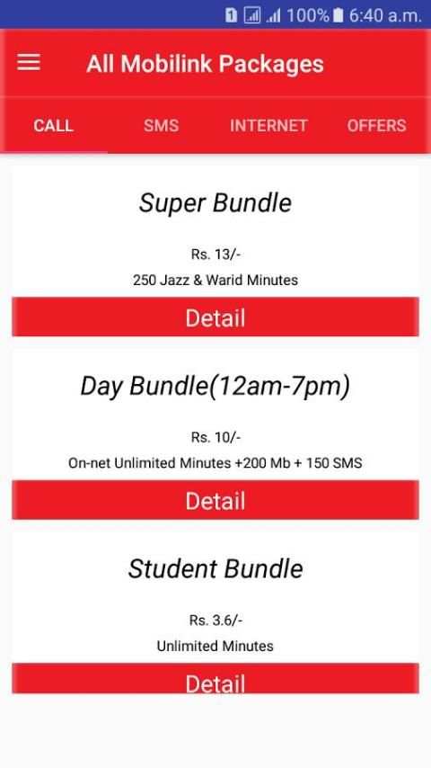 All Mobilink Packages: screenshot 4