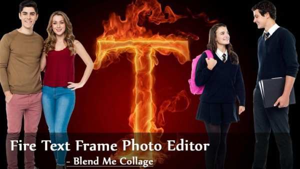 Fire Text Frame Photo Editor - Blend Me Collage скриншот 1