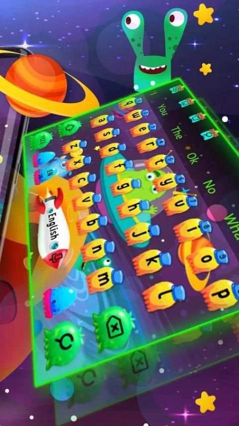 Cartoon Spaceship Keyboard Theme screenshot 1