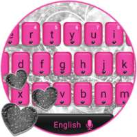 Pink & Black Keyboard with Silver Glitter Hearts on 9Apps