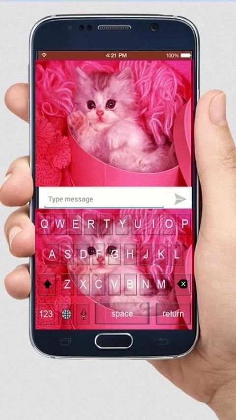 Lovely Pink Cat Keyboard Themes screenshot 2