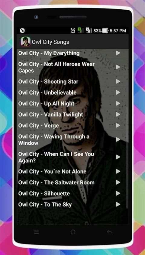 Owl City Songs 1 تصوير الشاشة