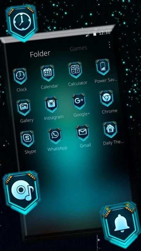 Blue Tech Skull Mobile Theme скриншот 3