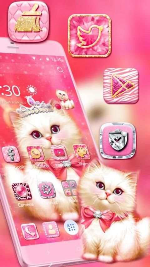 Kitten Pink Rose Theme 2D 6 تصوير الشاشة