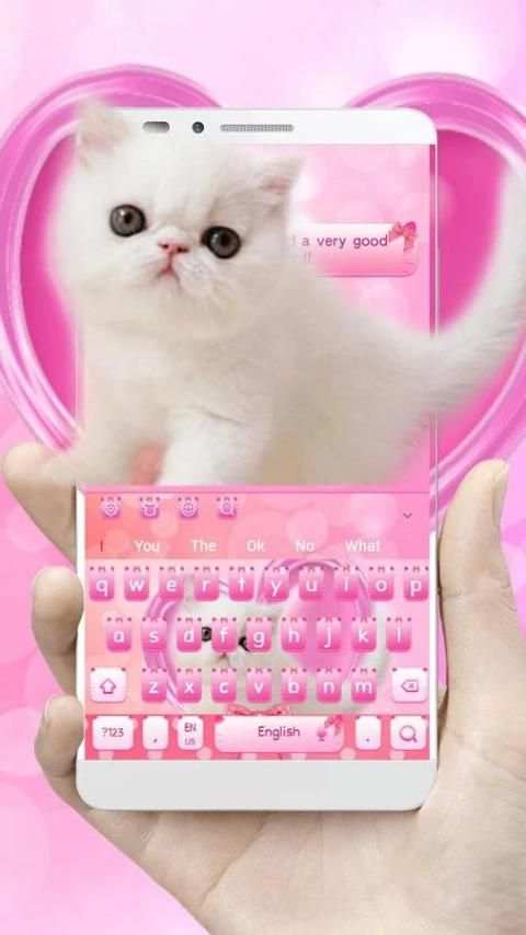 Tema Keyboard Cat Merah muda screenshot 1