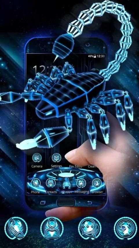 3D Neon Scorpion Robot Skull Theme screenshot 4