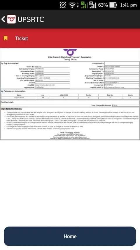 UPSRTC Mobile Reservation App screenshot 1