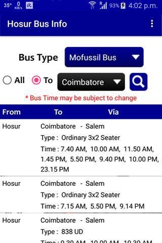 Hosur Bus Info screenshot 5