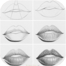 ikon Lips Drawing Step by Step