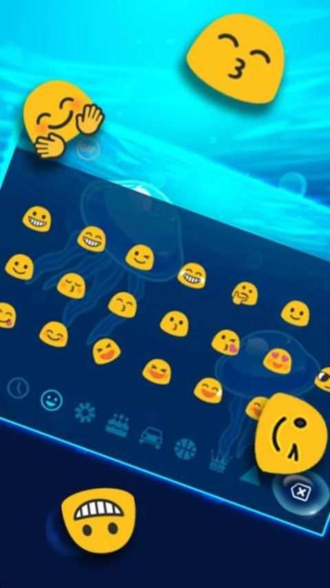 Blue Jellyfish Keyboard Theme скриншот 1