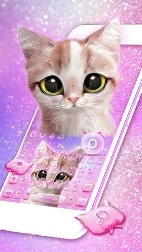 Pink Cute Cat Keyboard Theme скриншот 2