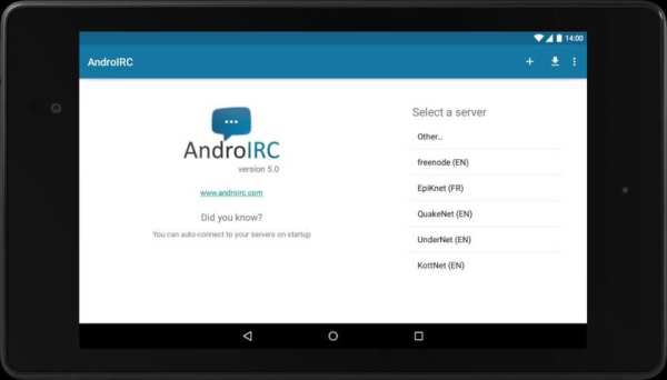 AndroIRC скриншот 2