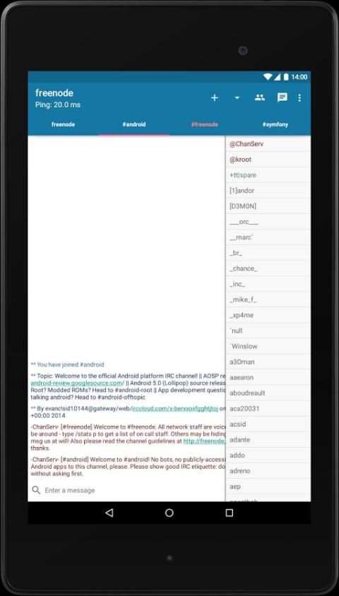 AndroIRC screenshot 1